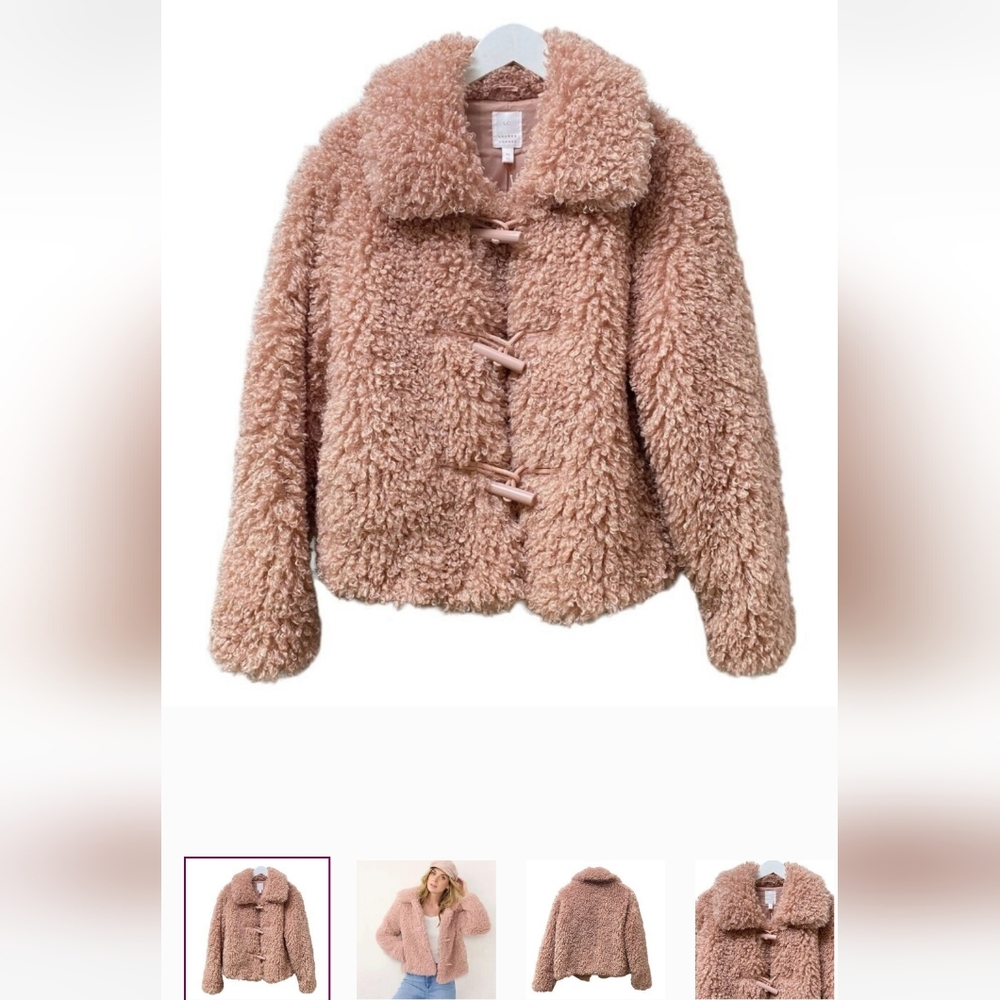 Lauren Conrad Dusty Pink Teddy Coat. Pink toggle closures - Picture 3 of 4